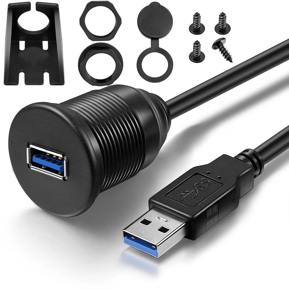 for Car Truck Boat USB 3.0 Male to Female Panel Cable