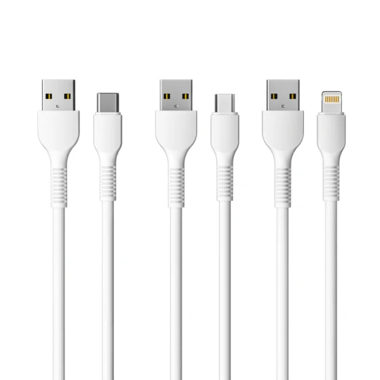 1м 2м 3м 2.4A 3A ПВХ / TPE Micro USB Type C Lightning USB-кабель Оптовая продажа аксессуаров для сотовых телефонов Кабель для передачи данных USB-кабель для зарядного устройства для телефонов Huawei Xiaomi Samsung